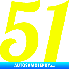 Samolepka Startovní číslo 51 typ 3 Fluorescentní žlutá