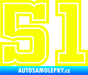 Samolepka Startovní číslo 51 typ 5 Fluorescentní žlutá