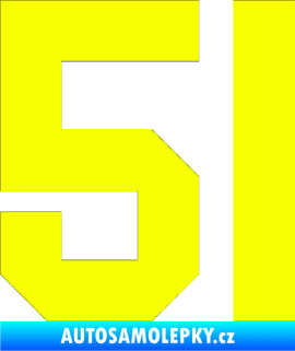 Samolepka Startovní číslo 51 Fluorescentní žlutá