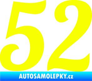 Samolepka Startovní číslo 52 typ 3 Fluorescentní žlutá
