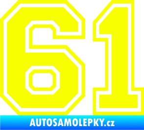 Samolepka Startovní číslo 61 typ 4 Fluorescentní žlutá