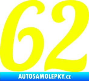 Samolepka Startovní číslo 62 typ 3 Fluorescentní žlutá