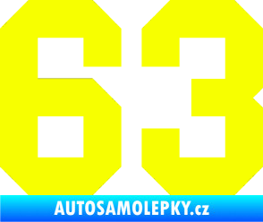 Samolepka Startovní číslo 63 Fluorescentní žlutá