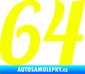 Samolepka Startovní číslo 64 typ 3 Fluorescentní žlutá