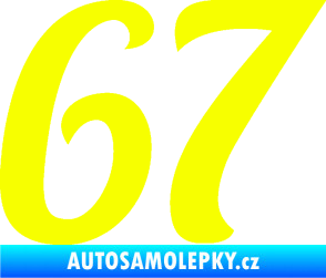 Samolepka Startovní číslo 67 typ 3 Fluorescentní žlutá