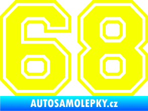 Samolepka Startovní číslo 68 typ 4 Fluorescentní žlutá