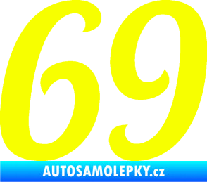 Samolepka Startovní číslo 69 typ 3 Fluorescentní žlutá