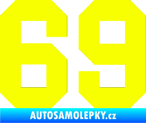 Samolepka Startovní číslo 69 Fluorescentní žlutá
