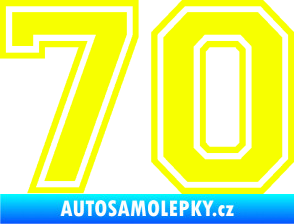 Samolepka Startovní číslo 70 typ 4 Fluorescentní žlutá