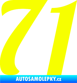Samolepka Startovní číslo 71 typ 3   Fluorescentní žlutá