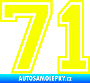 Samolepka Startovní číslo 71 typ 4 Fluorescentní žlutá