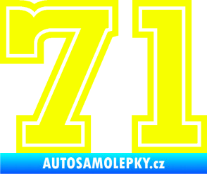 Samolepka Startovní číslo 71 typ 5 Fluorescentní žlutá