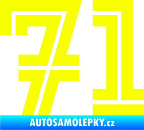 Samolepka Startovní číslo 71 typ 7 Fluorescentní žlutá