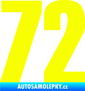 Samolepka Startovní číslo 72 typ 2   Fluorescentní žlutá