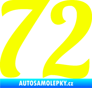 Samolepka Startovní číslo 72 typ 3   Fluorescentní žlutá