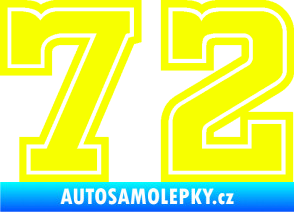 Samolepka Startovní číslo 72 typ 5 Fluorescentní žlutá