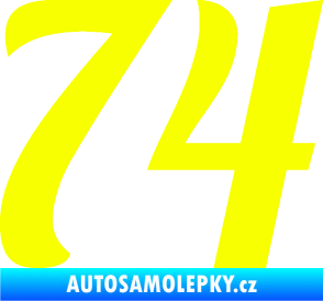 Samolepka Startovní číslo 74 typ 3   Fluorescentní žlutá