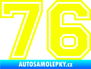 Samolepka Startovní číslo 76 typ 4 Fluorescentní žlutá