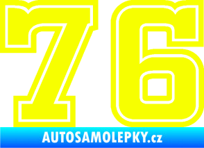 Samolepka Startovní číslo 76 typ 5 Fluorescentní žlutá