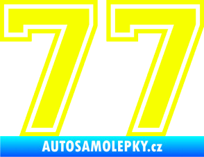 Samolepka Startovní číslo 77 typ 4 Fluorescentní žlutá