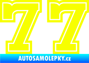Samolepka Startovní číslo 77 typ 5 Fluorescentní žlutá