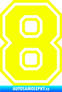 Samolepka Startovní číslo 8 typ 4 Fluorescentní žlutá