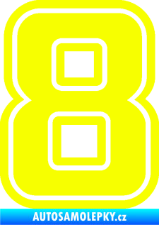 Samolepka Startovní číslo 8 typ 5 Fluorescentní žlutá