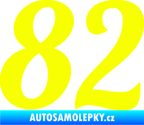 Samolepka Startovní číslo 82 typ 3   Fluorescentní žlutá