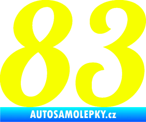 Samolepka Startovní číslo 83 typ 3   Fluorescentní žlutá