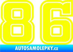 Samolepka Startovní číslo 86 typ 5 Fluorescentní žlutá