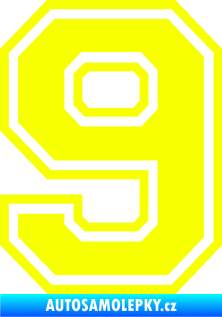 Samolepka Startovní číslo 9 typ 4 Fluorescentní žlutá