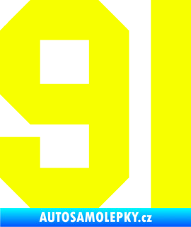 Samolepka Startovní číslo 91 Fluorescentní žlutá