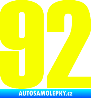 Samolepka Startovní číslo 92 typ 2  Fluorescentní žlutá
