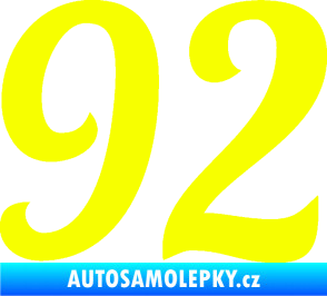 Samolepka Startovní číslo 92 typ 3   Fluorescentní žlutá
