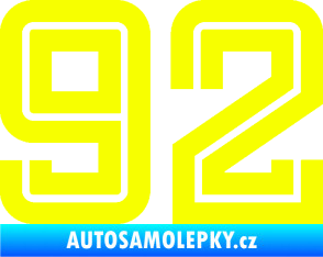 Samolepka Startovní číslo 92 typ 7 Fluorescentní žlutá