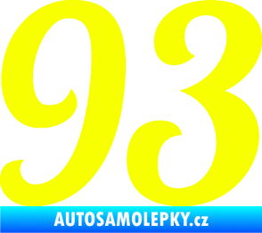 Samolepka Startovní číslo 93 typ 3   Fluorescentní žlutá