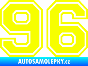Samolepka Startovní číslo 96 typ 4 Fluorescentní žlutá