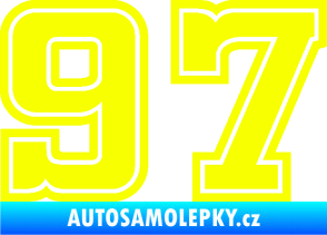 Samolepka Startovní číslo 97 typ 5 Fluorescentní žlutá