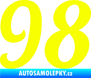 Samolepka Startovní číslo 98 typ 3   Fluorescentní žlutá