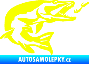 Samolepka Štika 005 pravá s návnadou Fluorescentní žlutá