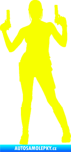 Samolepka Střelkyně 002 levá girl with gun Fluorescentní žlutá
