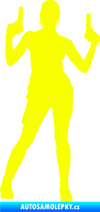 Samolepka Střelkyně 002 pravá girl with gun Fluorescentní žlutá