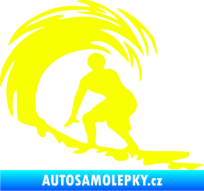 Samolepka Surfař 005 levá velké vlny Fluorescentní žlutá