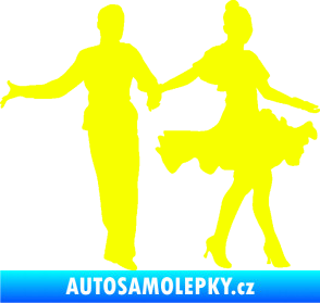 Samolepka Tanec 002 levá latinskoamerický tanec pár Fluorescentní žlutá