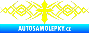 Samolepka Tetování 080 kříž Fluorescentní žlutá