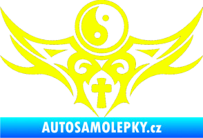 Samolepka Tetování 115 Jin a jang Fluorescentní žlutá