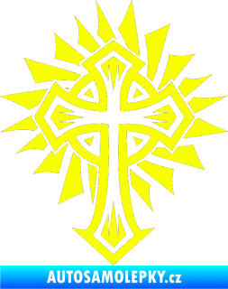 Samolepka Tetování 118 kříž Fluorescentní žlutá