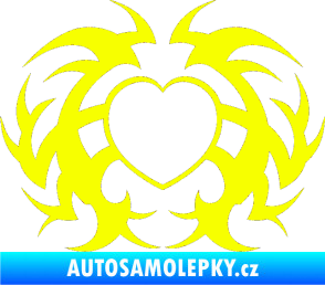 Samolepka Tetování 121 srdce Fluorescentní žlutá