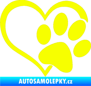 Samolepka Tlapka love pravá Fluorescentní žlutá