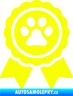 Samolepka Tlapka medaile Fluorescentní žlutá